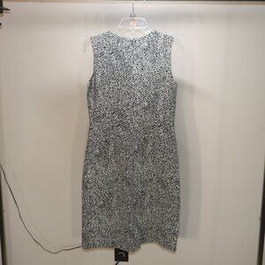 Lands End Herringbone Sleeveless Ponte Pencil Dress Black White Pockets Size 8